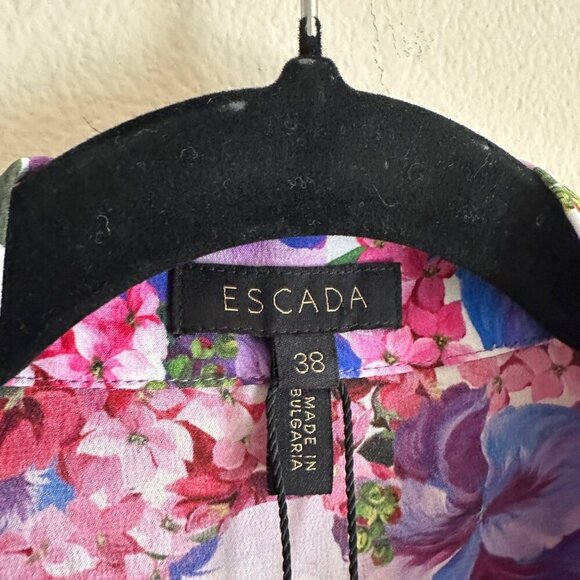 Escada Nicoli Silk Floral Blouse Womens Size 38 M Button Up Shirt Classic Work - Picture 6 of 11